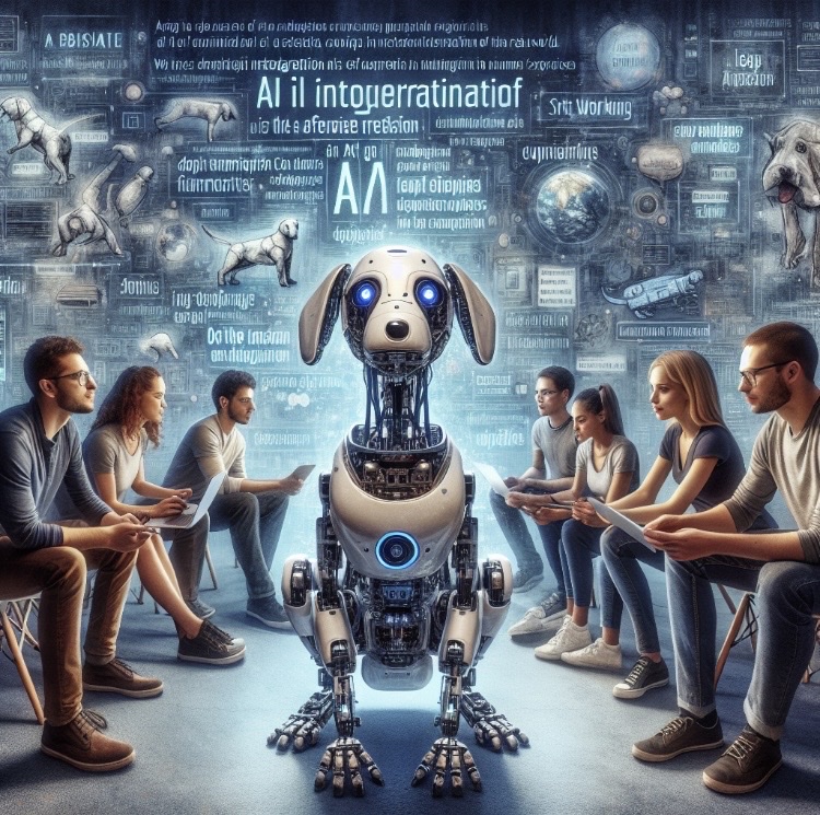 AI robot dog with people