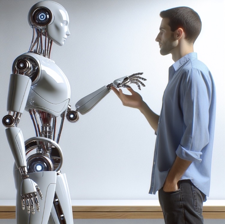 Human and robot reaching out to each other